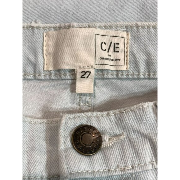 Current/Elliott Relaxed Boyfriend Jeans 27 Light Wash Cuffed Cotton Blend NWT - Picture 2 of 7